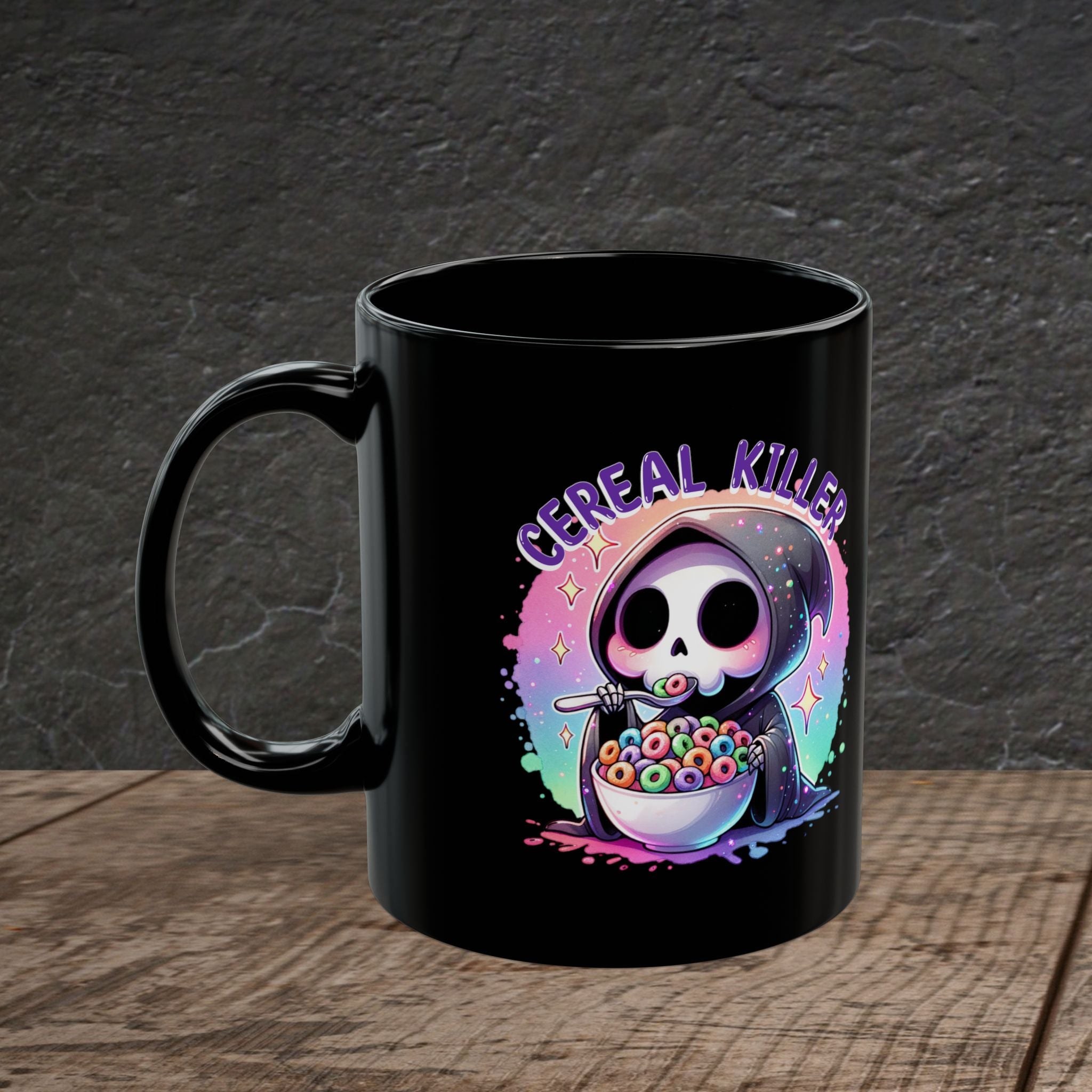Cereal Killer Black Ceramic Mug – Sarcastic Morning Coffee Cup | 11oz, 15oz