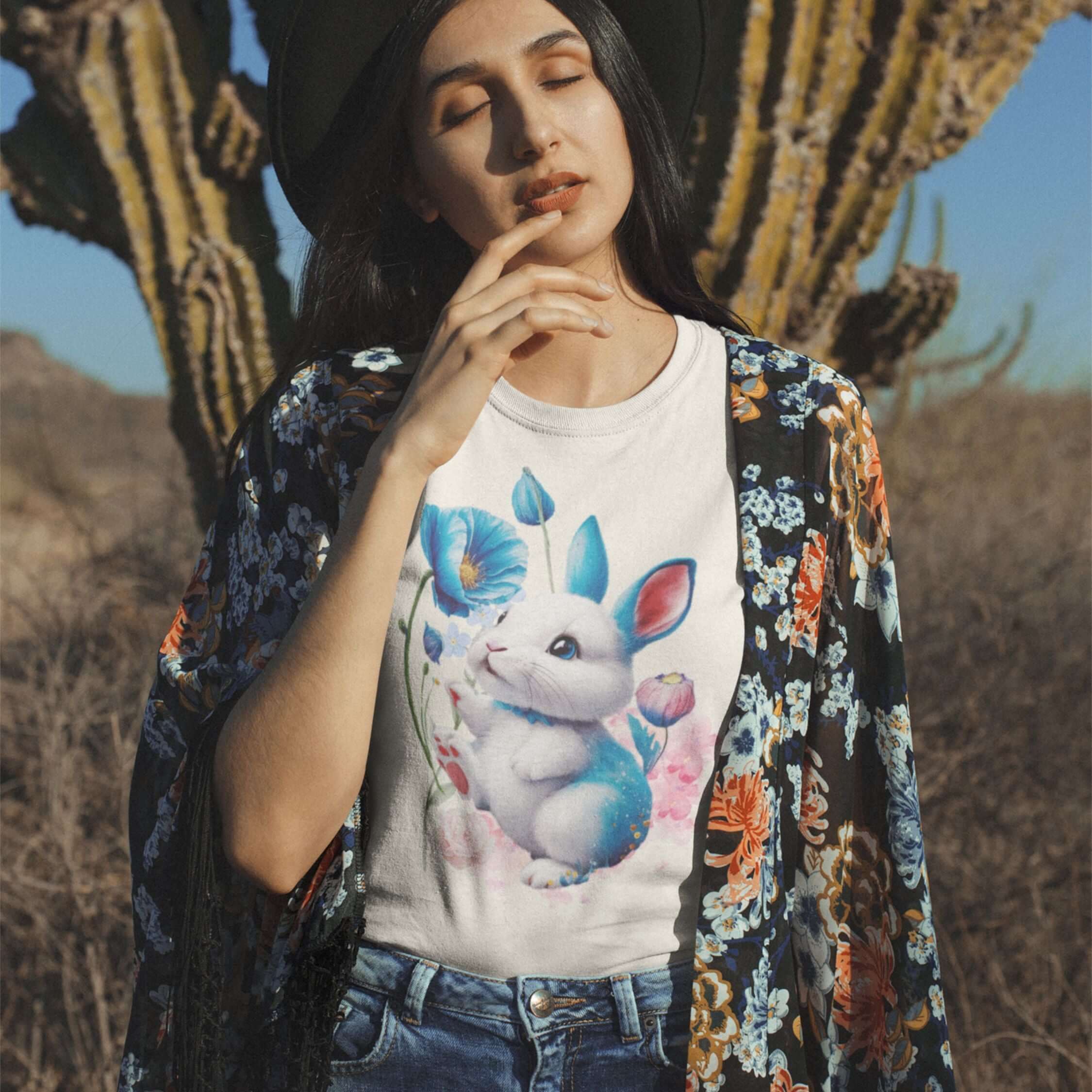 Whimsical Meadow Bunny Graphic Tee