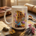 Pharaoh Love Turtle Ceramic Mug – Egyptian Art Graphic Coffee Cup | 11oz, 15oz