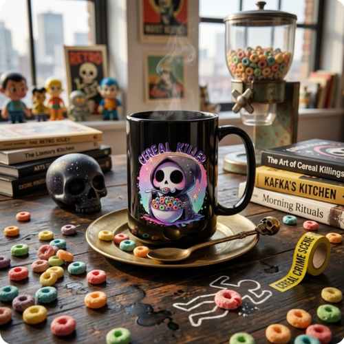 Cereal Killer Black Ceramic Mug – Sarcastic Morning Coffee Cup | 11oz, 15oz