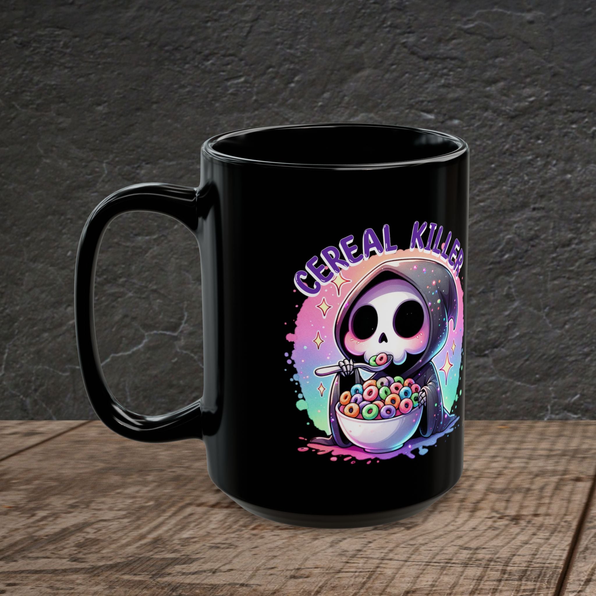 Cereal Killer Black Ceramic Mug – Sarcastic Morning Coffee Cup | 11oz, 15oz