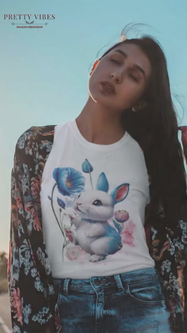Whimsical Meadow Bunny Graphic Tee
